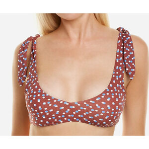 Eberjey Women's Mius Noelle Burgundy Polka Dot Swim Bikini Top Medium NEW